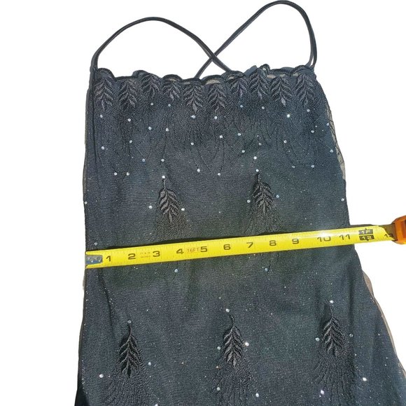 90s/Y2K Vintage Black Lace Up Back Maxi Dress - Picture 8 of 13